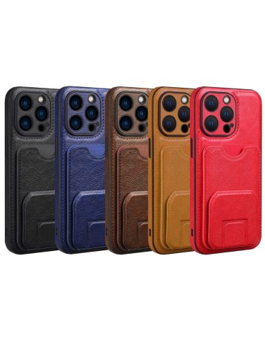 LEATHER EFFECT COVER CASE WITH CARD COMPARTMENT AND TONGUE KICKSTAND