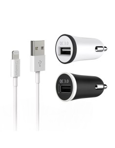 CHARGEUR UNIVERSEL USB 3.1A POUR VOITURE AVEC CABLE LIGHTNING