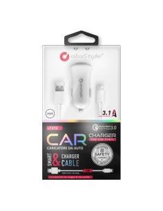 CARICABATTERIE DA AUTO UNIVERSALE PORTA USB 3.1A CON CAVO LIGHTNING 2