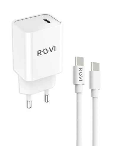 ROVI Fast Charger Kit - PD 25W + Cavo in PVC da Type-C a Type-C