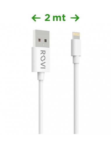 ROVI Elegant - Cavo Bianco in PVC da USB a Lightning, 2M, 2A