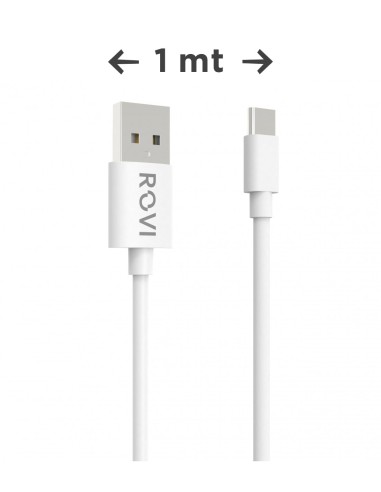 ROVI Elegant - Cavo Bianco in PVC da Type-C a USB, 1M, 3A