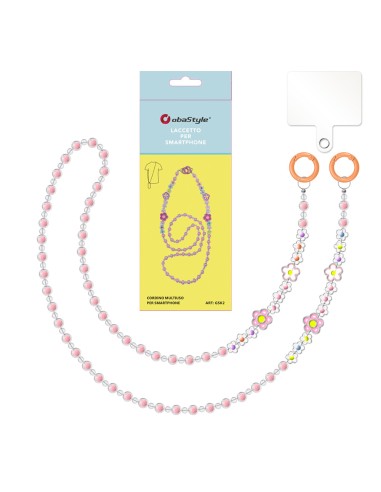 CORDINO CON CHARMS E AGGANCIO IN METALLO PER SMARTPHONE