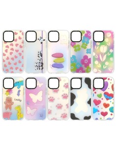 IRIDESCENT SEMIHARD SEMICLEAR COVER CASE WITH ASSORTED DESIGNS