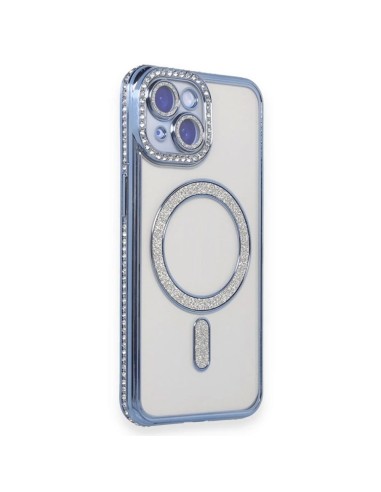 CHROME-PLATED GLITTER AND RHINESTONES MAGNETIC CLEAR SOFT COVER CASE