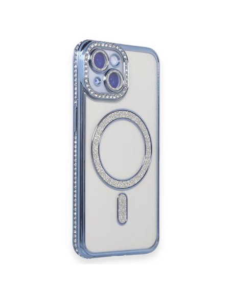 CHROME-PLATED GLITTER AND RHINESTONES MAGNETIC CLEAR SOFT COVER CASE