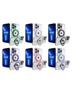 MAGNETIC CLEAR SOFT CASE WITH CHROMED EDGES AND BUILT-IN RING SUPPORT