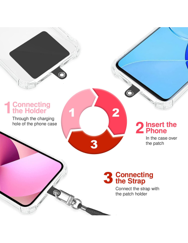 CURROLE AVEC CROCHET ET PATCH COLORÉ POUR L'ÉTUI DU SMARTPHONE