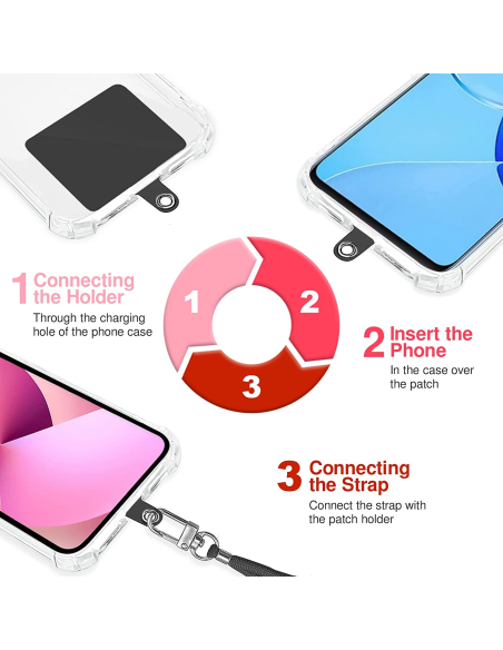 NECK STRAP WITH HOOK AND COLOURED PATCH FOR SMARTPHONE CASE