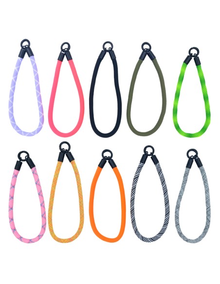 SANGLE DE POIGNET AVEC CROCHET ET PATCH NOIR POUR ÉTUI DE SMARTPHONE