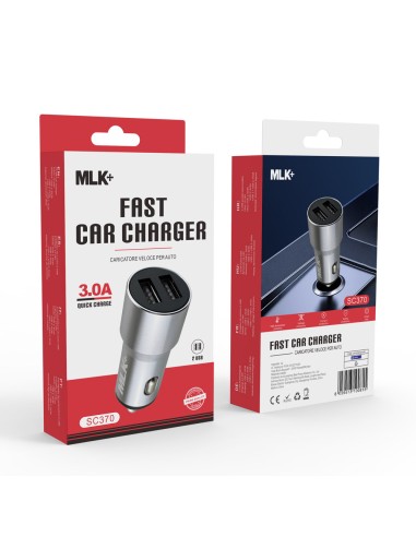 MLK+ Caricatore da auto con doppia porta USB 3.0A