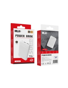 MLK+ Power bank bianco 5.000 mAh con cavo 2 in 1 2