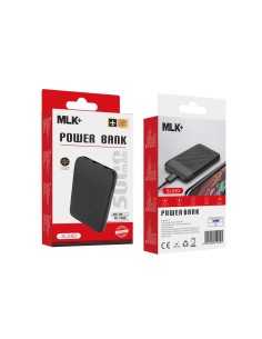 MLK+ Power bank nero 5.000 mAh con cavo 2 in 1 2
