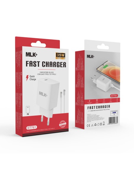 MLK+ Caricatore da rete porta PD con cavo Typ C auf Typ C