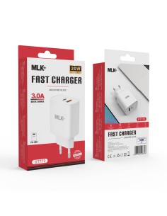 MLK+ Caricatore da rete doppia porta PD+QC 2