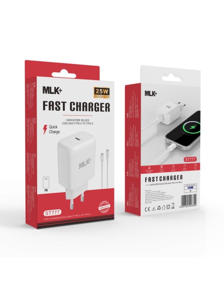 MLK+ Caricatore da rete porta PD con cavo Typ C auf Typ C