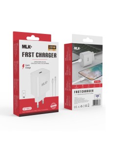 MLK+ Caricatore da rete porta PD con cavo Type C to Lightning 2