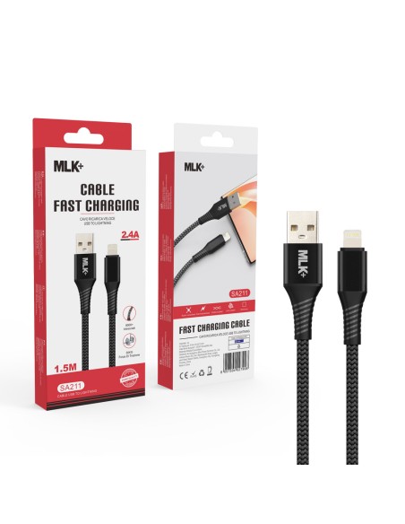 MLK+ CÂBLE TRESSÉ POUR CHARGE RAPIDE LIGHTNING 2.4A