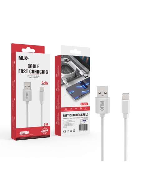 MLK+ CÂBLE DE CHARGE ET DE DONNÉES 2.4A 300 CM CONNECTEUR LIGHTNING