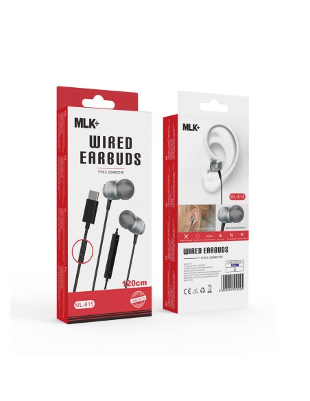MLK+ ÉCOUTEURS INTRA-AURICULAIRES FILAIRES CONNECTEUR DE TYPE C