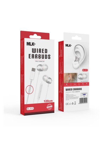 MLK+ AURICOLARI A FILO IN-EAR CONNETTORE TYPE C