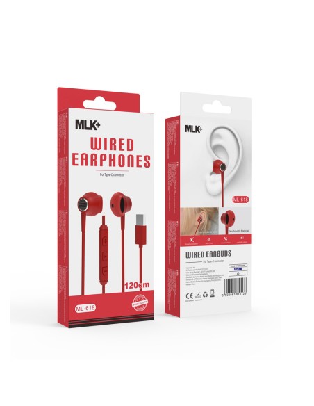 MLK+ AURICOLARI A FILO IN-EAR CONNETTORE TYPE C