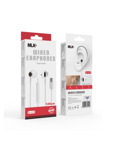 MLK+ AURICOLARI A FILO IN-EAR CONNETTORE TYPE C