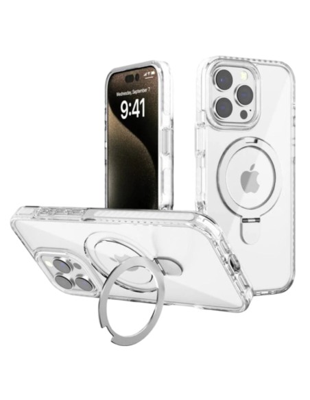ÉTUI MAGNÉTIQUE TRANSPARENT AVEC BÉQUILLE PLIABLE