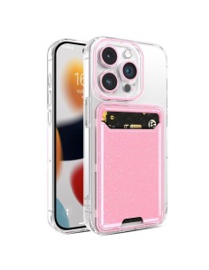 COVER MORBIDA TRASPARENTE CON SCOMPARTO CARTE GLITTER