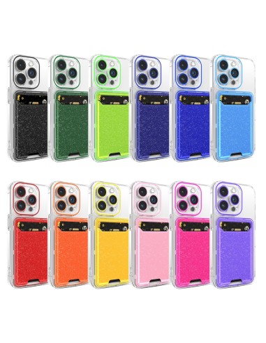 SOFT CLEAR COVER CASE WITH GLITTER CARD COMPARTMENT