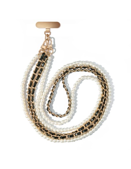 PERLES DE TÉLÉPHONE DE 60 CM DE LONG AVEC ÉCUSSON DORÉ