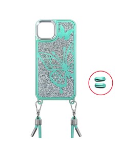 BUTTERFLY GLITTER HARD COVER CASE WITH NECK STRAP 2