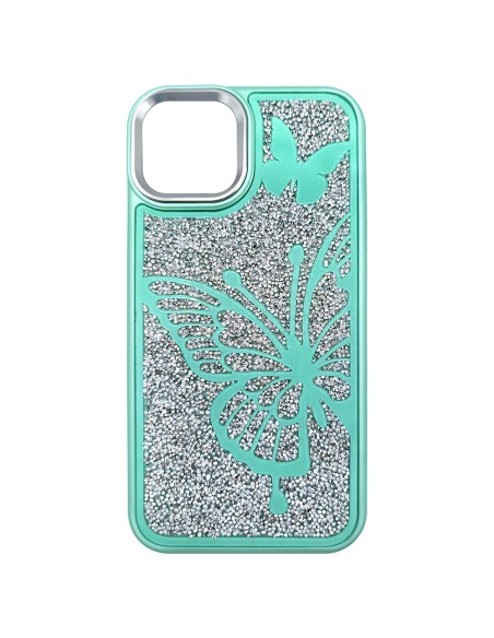 COVER RIGIDA BUTTERFLY GLITTER CON LACCIO DA COLLO