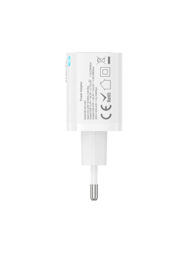 Dual port PD+QC mains charger