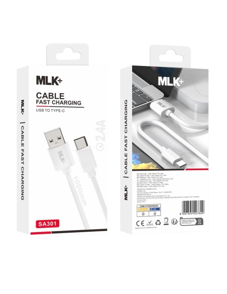 CÂBLE DE CHARGE ET DE DONNÉES MLK+ CONNECTEUR 2.4A TYPE C