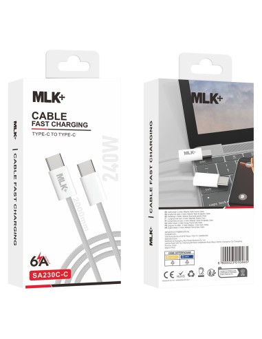 MLK+ CAVO INTRECCIATO FAST CHARGE TYPE C TO TYPE C 240W 2MT