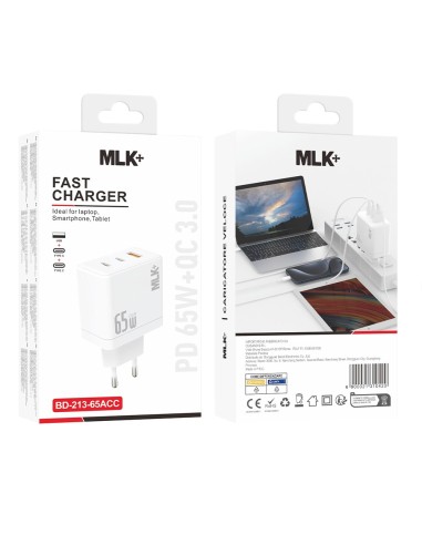Dual port PD+QC mains charger