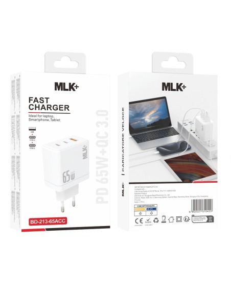 Dual port PD+QC mains charger