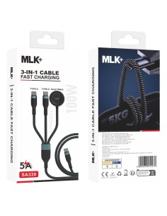 MLK+ CÂBLE TRESSÉ DE CHARGE RAPIDE 3-EN-1 TYPE-C + MONTRE CONNECTÉE