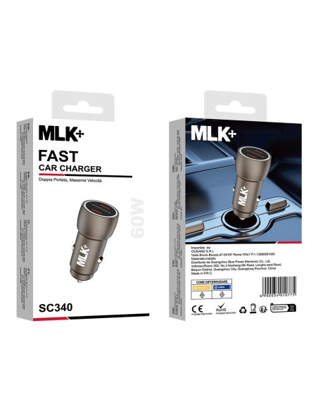 MLK+ CHARGEUR DE VOITURE RAPIDE 60W À DOUBLE PORT USB-C