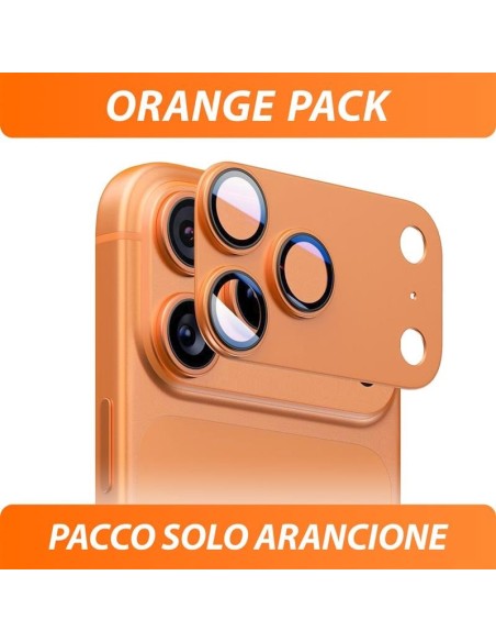 PROTEZIONE LENTE FOTOCAMERA IN ALLUMINIO SATINATO - PACCO MONOCOLORE ARANCIONE