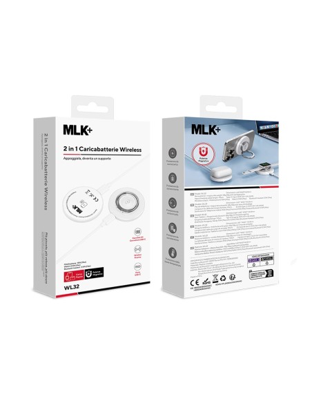 MLK+ CARICATORE MAGNETICO WIRELESS 15W 2 IN 1 CON SUPPORTO INTEGRATO