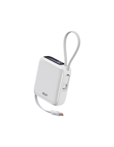 MLK+ 10000mAh 22.5W POWER BANK WITH INTEGRATED TYPE-C AND LIGHTNING CABLES