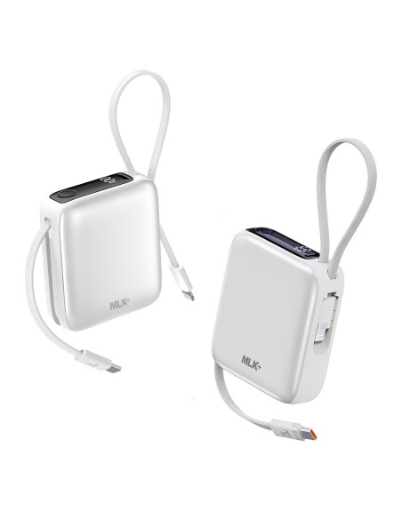 MLK+ 10000mAh 22.5W POWER BANK WITH INTEGRATED TYPE-C AND LIGHTNING CABLES