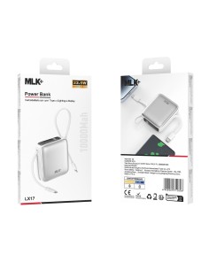 MLK+ POWER BANK 10000mAh 22.5W CON CAVI TYPE-C E LIGHTNING INTEGRATI