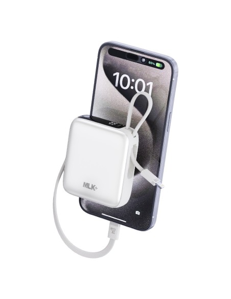 MLK+ POWER BANK 10000mAh 22.5W CON CAVI TYPE-C E LIGHTNING INTEGRATI