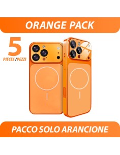 COVER RIGIDA MAGNETICA IN VETRO SATINATO - PACCO MONOCOLORE ARANCIONE