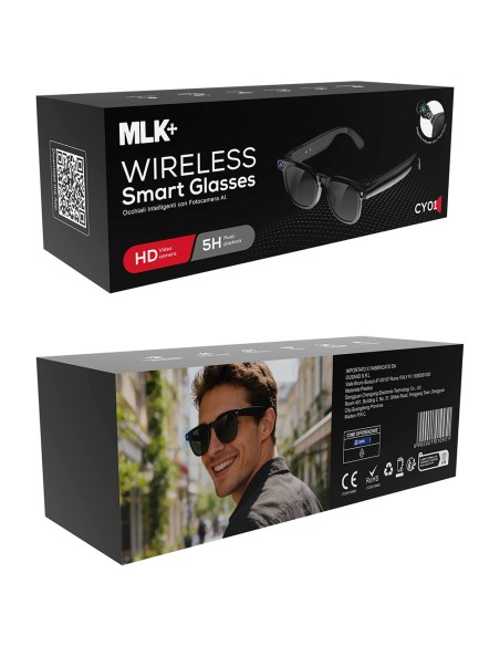 MLK+ OCCHIALI SMART BLUETOOTH CON TRADUZIONE AI E FOTOCAMERA