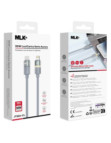 MLK+ CAVO USB-C A LIGHTNING 30W IN SILICONE CON LED