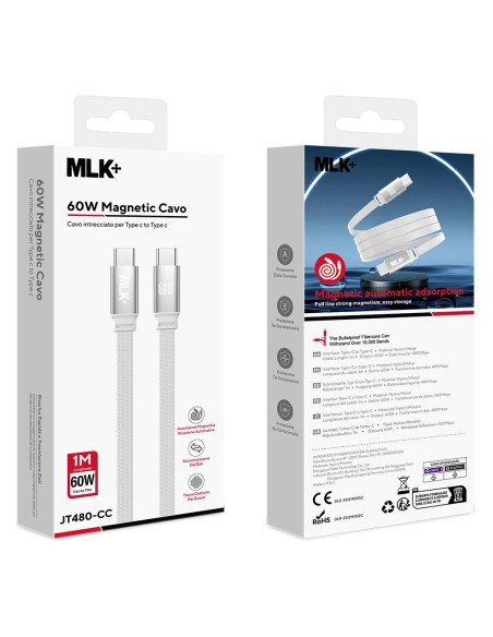 MLK+ 60W MAGNETIC USB-C TO USB-C FLAT BRAIDED CABLE